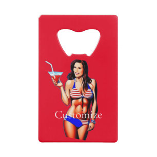 Abrebotellas De Tarjeta De Crédito Modelo de fitness bikini patriótico Thunder_Cove