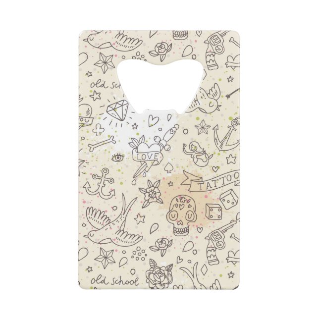 Abrebotellas De Tarjeta De Crédito Modelo del concepto del tatuaje (Anverso)