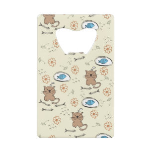 Abrebotellas De Tarjeta De Crédito modelo del gato y de los pescados