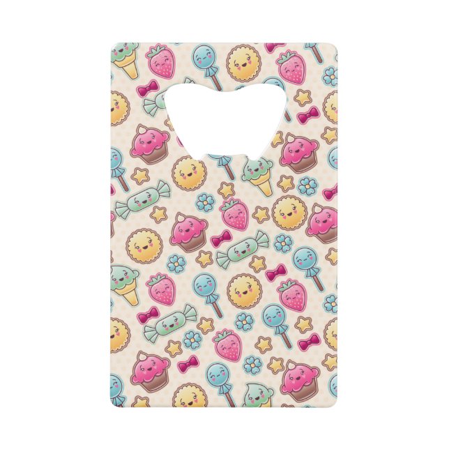 Abrebotellas De Tarjeta De Crédito Modelo del niño de Kawaii con doodles lindos (Anverso)