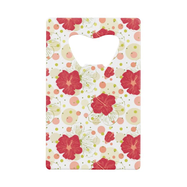 Abrebotellas De Tarjeta De Crédito Modelo dibujado mano del hibisco (Anverso)