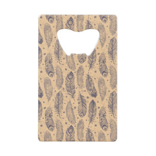 Abrebotellas De Tarjeta De Crédito Modelo étnico del esquema de la pluma