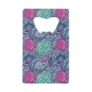 Abrebotellas De Tarjeta De Crédito Modelo floral colorido del Doodle
