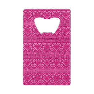 Abrebotellas De Tarjeta De Crédito Modelo hecho punto el día de San Valentín 2
