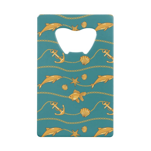 Abrebotellas De Tarjeta De Crédito Modelo náutico del oro (Anverso)