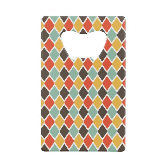 Abrebotellas De Tarjeta De Crédito Modelo tribal de la moda del ikat moderno (Anverso)