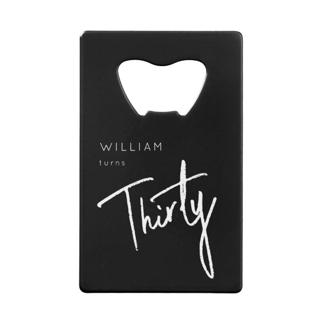 Abrebotellas De Tarjeta De Crédito Modern Pink 30.ª fiesta de 30 años (Anverso)