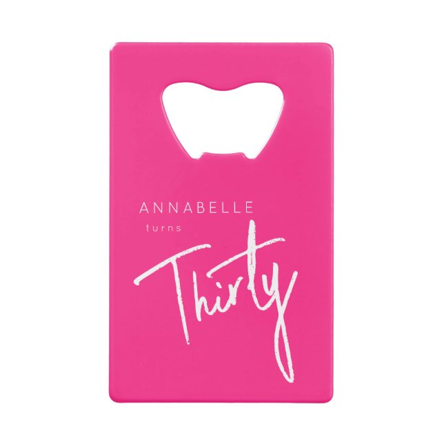 Abrebotellas De Tarjeta De Crédito Modern Pink 30.ª fiesta de 30 años (Anverso)