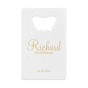 Abrebotellas De Tarjeta De Crédito Moderno guión Gold Personalizado Groomsman