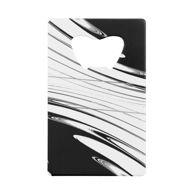 Abrebotellas De Tarjeta De Crédito Moderno negro y blanco (Anverso)