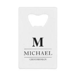 Abrebotellas De Tarjeta De Crédito Moderno y elegante Groomsmen Regalos Monograma Mej