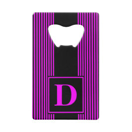 Abrebotellas De Tarjeta De Crédito Monograma Black/Pink con franjas finas