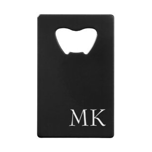 Abrebotellas De Tarjeta De Crédito Monograma blanco negro