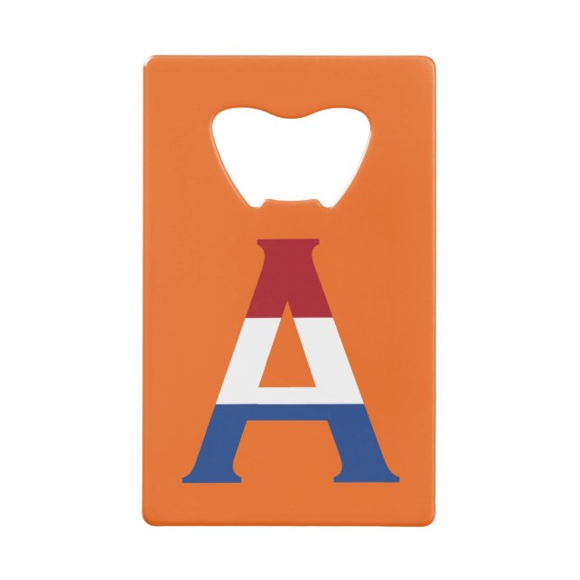 Abrebotellas De Tarjeta De Crédito Monograma colocado sobre la bandera de la LND en (Anverso)