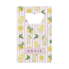 Abrebotellas De Tarjeta De Crédito Monograma Color de agua personalizado Lemons Lemon