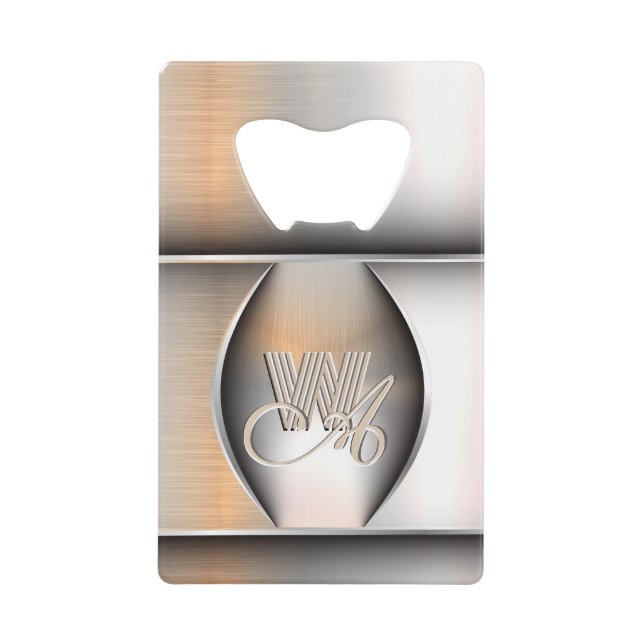 Abrebotellas De Tarjeta De Crédito Monograma de acero cepillado brillante (Anverso)