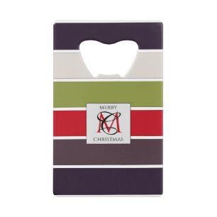 Abrebotellas De Tarjeta De Crédito Monograma de la paleta de color pastel de Navidade