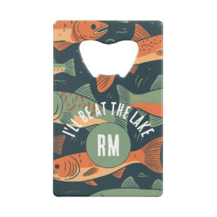 Abrebotellas De Tarjeta De Crédito Monograma de pesca de trucha