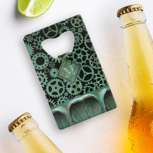 Abrebotellas De Tarjeta De Crédito Monograma del Personalizado de los engranajes de b