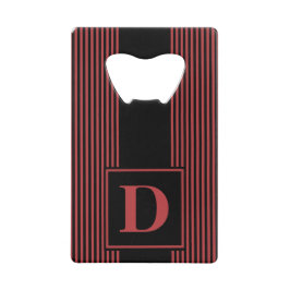 Abrebotellas De Tarjeta De Crédito Monograma franja negra/rojo aurora
