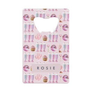 Abrebotellas De Tarjeta De Crédito Monograma Milkshake Cute Rubor Regalos Retro Rosa
