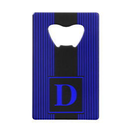 Abrebotellas De Tarjeta De Crédito Monograma Negro/Azul con raya fina