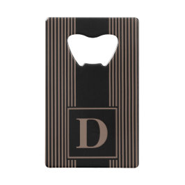 Abrebotellas De Tarjeta De Crédito Monograma Negro/Castano Grisáceo con Pinstripe