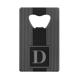 Abrebotellas De Tarjeta De Crédito Monograma Negro/Gris con Pinstripe