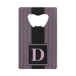 Abrebotellas De Tarjeta De Crédito Monograma Negro/Neblina Mauve Morado Pinstripe