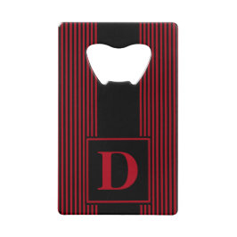 Abrebotellas De Tarjeta De Crédito Monograma Negro Rojo Oscuro con Franjas