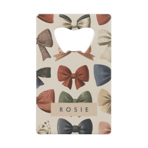 Abrebotellas De Tarjeta De Crédito Monograma Patrón de reverso retro personalizado