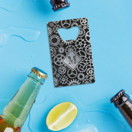 Abrebotellas De Tarjeta De Crédito Monograma Personalizado de engranajes de zinc plat