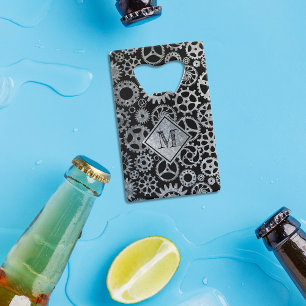Abrebotellas De Tarjeta De Crédito Monograma Personalizado de engranajes de zinc plat