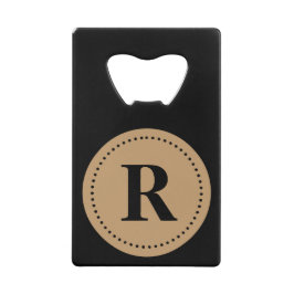 Abrebotellas De Tarjeta De Crédito Monograma Redondo Camel Marrón/Negro, Borde de Pun
