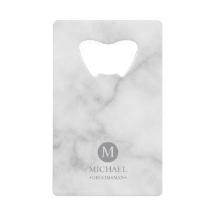 Abrebotellas De Tarjeta De Crédito Monograma y nombre clásicos de los Groomsmen perso