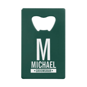 Abrebotellas De Tarjeta De Crédito Monograma y nombre del Groomsman personalizado