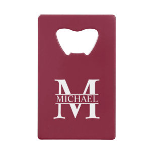 Abrebotellas De Tarjeta De Crédito Monograma y nombre personalizados