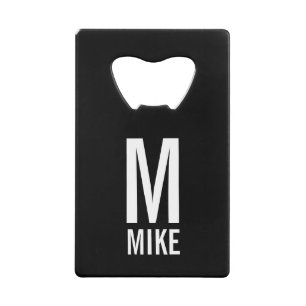 Abrebotellas De Tarjeta De Crédito Monograma y nombre personalizados modernos