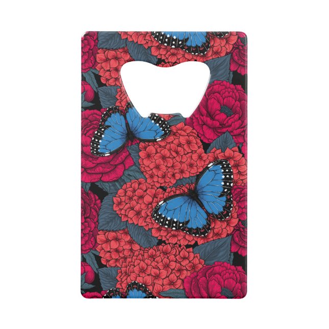 Abrebotellas De Tarjeta De Crédito Morpho garden azul (Anverso)