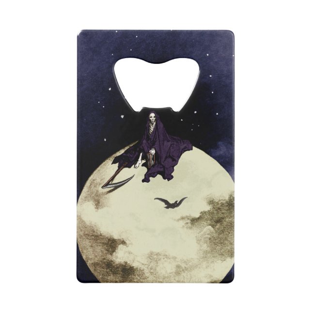 Abrebotellas De Tarjeta De Crédito Mortalidad y luna (Anverso)