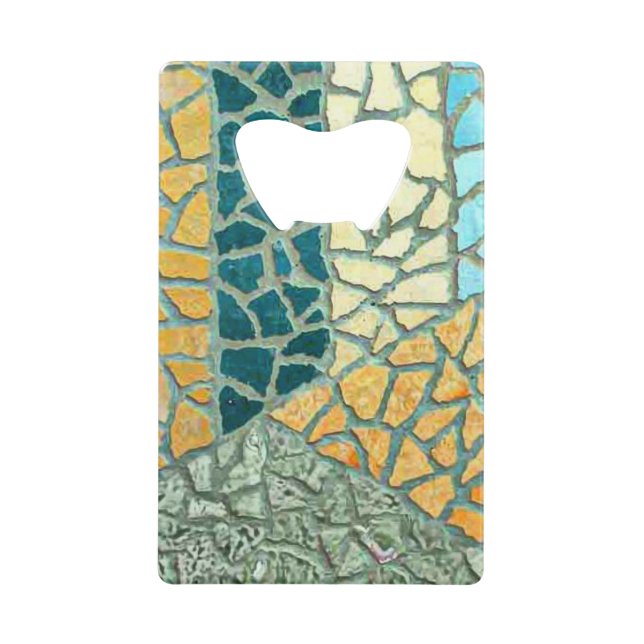 Abrebotellas De Tarjeta De Crédito Mosaico de piedra de pintura acuarela + tus ideas (Anverso)