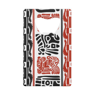 Abrebotellas De Tarjeta De Crédito Motivos indios, rojo negro, patrón sin costuras.
