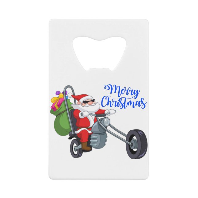 Abrebotellas De Tarjeta De Crédito motocicleta santa navidad (Anverso)