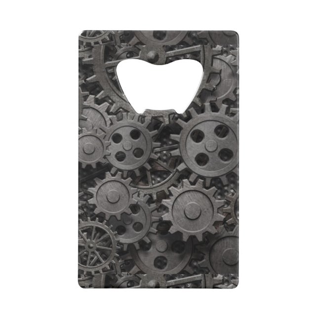 Abrebotellas De Tarjeta De Crédito Muchos viejos engranajes o piezas metalizado (Anverso)