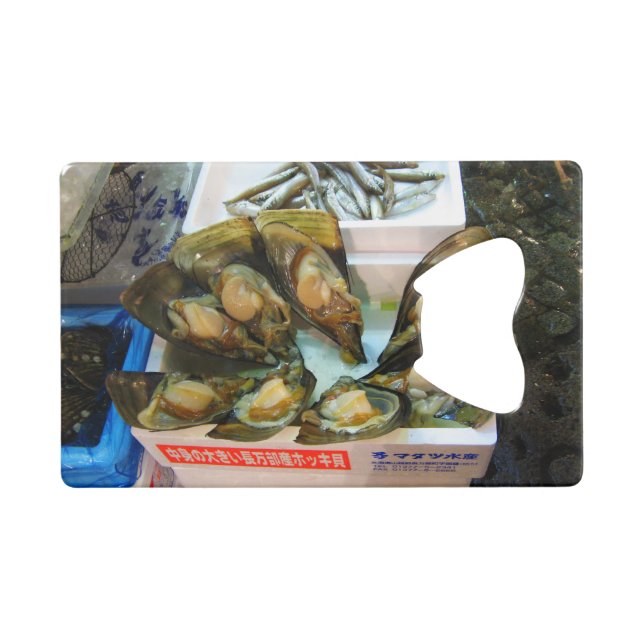 Abrebotellas De Tarjeta De Crédito Muselas gigantes Tsukiji Fish Market, Tokio, Japón (Anverso (Horizontal))