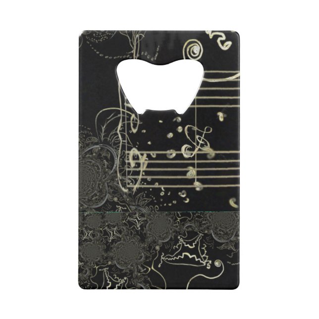 Abrebotellas De Tarjeta De Crédito Música negra abstracta (Anverso)