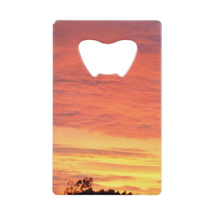Abrebotellas De Tarjeta De Crédito Naranja Brillante Atardecer Nublado,