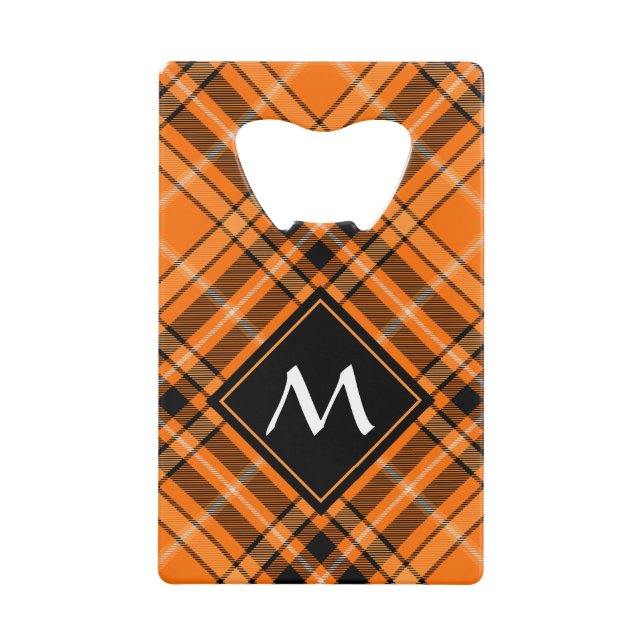 Abrebotellas De Tarjeta De Crédito Naranja de Halloween Tartan (Anverso)