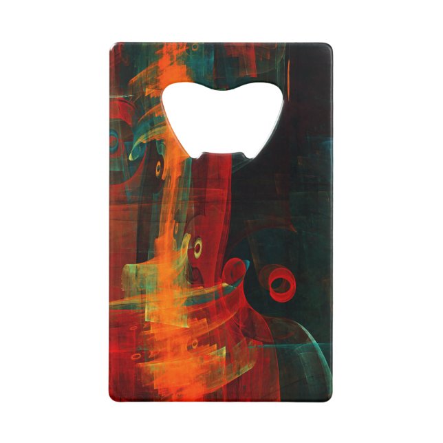 Abrebotellas De Tarjeta De Crédito Naranja del agua Azul Rojo Azul Moderno Resumen Pa (Anverso)