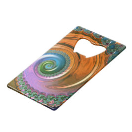 Abrebotellas De Tarjeta De Crédito Naranja Mandelbrot Swirl Bottle Opener
